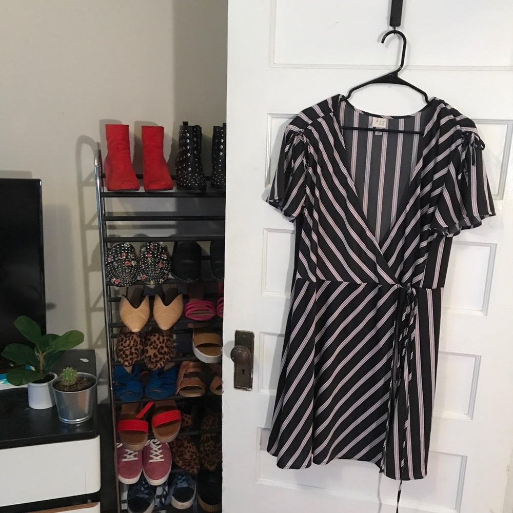 Striped wrap dress
